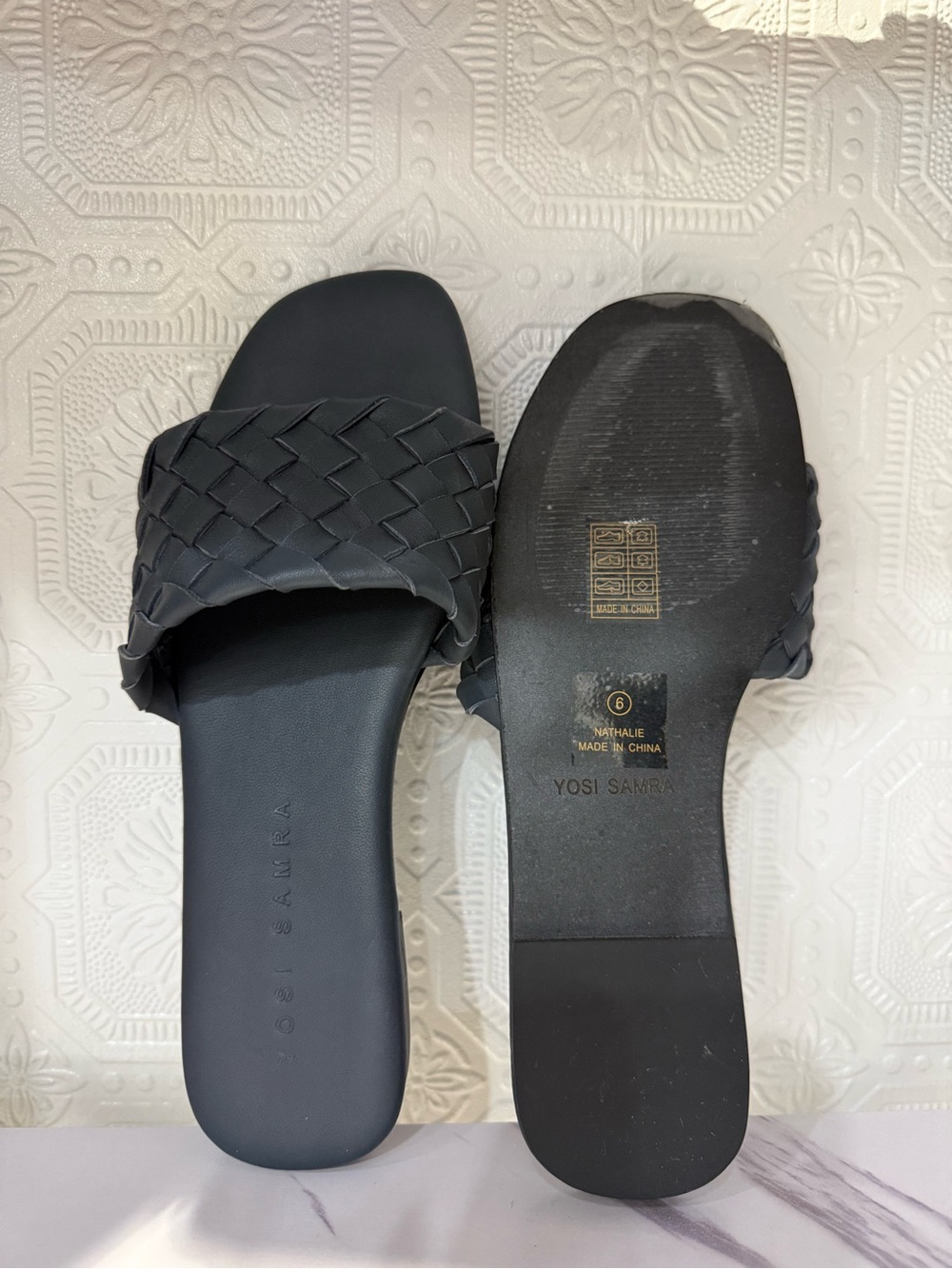 Yosi Samra - Nathalie - Woven Slide Sandals in Navy - Picture 5 of 5